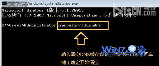 输入“ipconfig/flushdns”