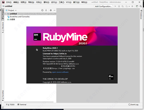 RubyMine2020.1中文补丁