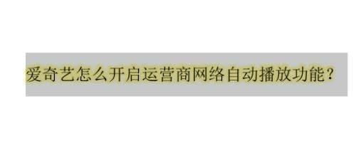 爱奇艺怎么开启运营商网络自动播放功能