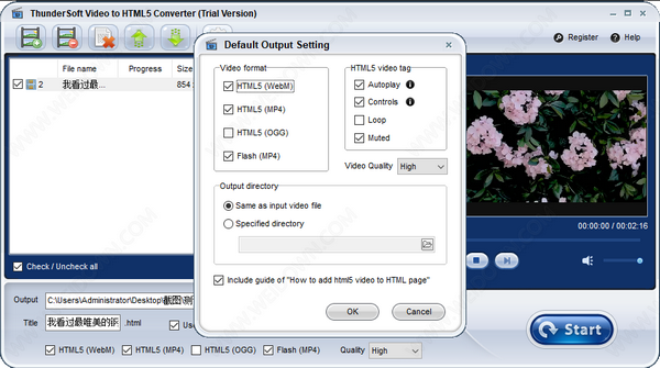 ThunderSoft Video to HTML5 Converter