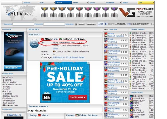 CSGO怎么找gotv的IP地址 HLTV比赛直播